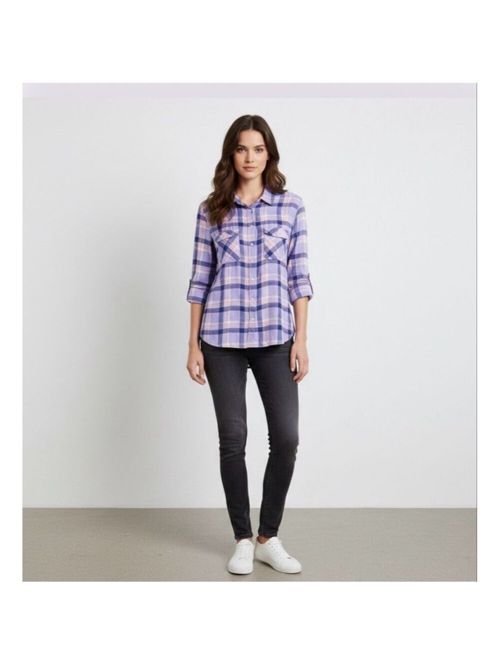 Aeropostale Purple Plaid Button Down Shirt XL